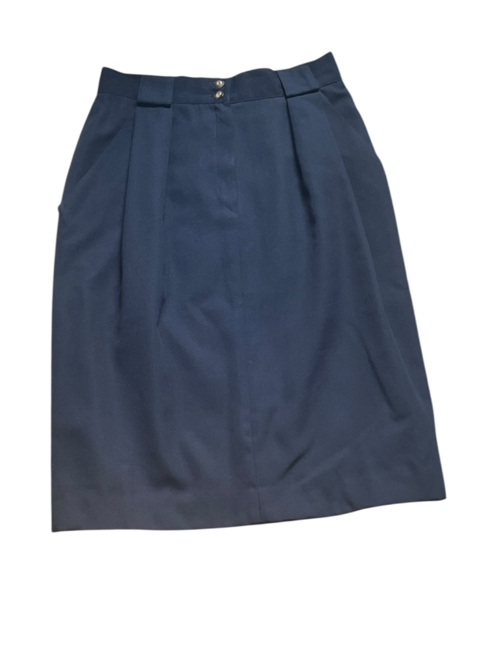 Vintage Rena Rowan for Saville Navy Blue Pleated Pencil Skirt Size 12 USA made
